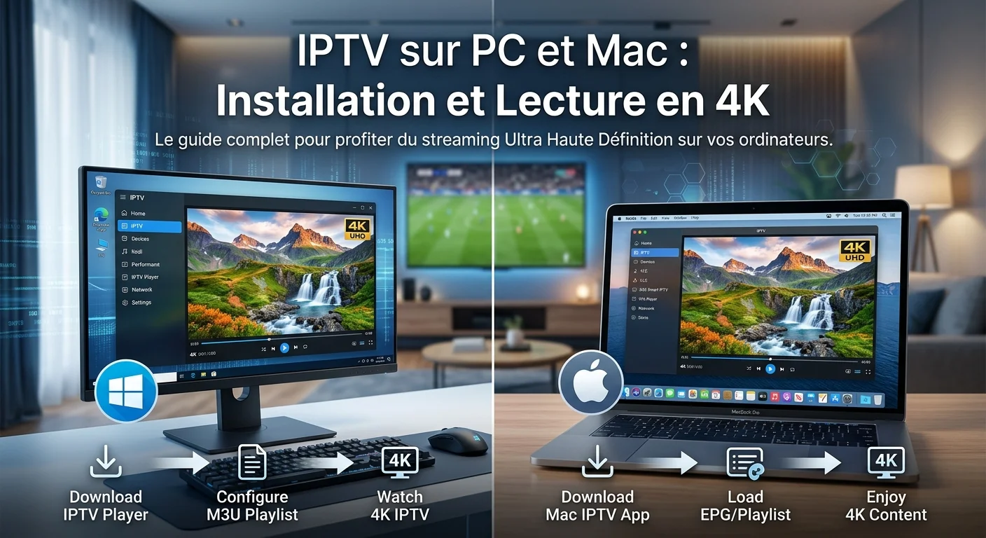 IPTV sur PC — regarder un abonnement IPTV en 4K sur ordinateur Windows ou Mac